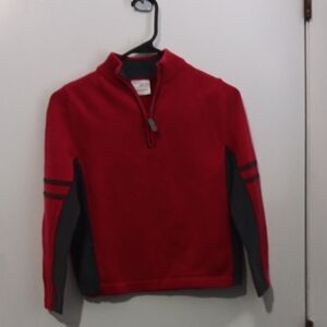 Red and Charcoal Half-Zip Fleece Pullover